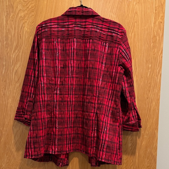 JM Collection Red and Black Plaid Shirt - Picture 7 of 7